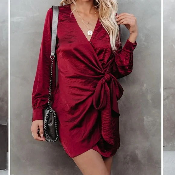 COPY - Vici satin wrap dress - Picture 6 of 7